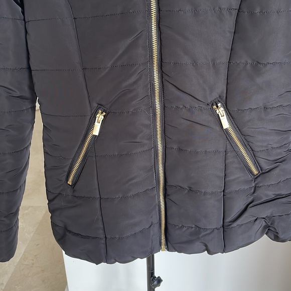 H&M BLACK JACKET FAUX FUR HOOD - Picture 2 of 9